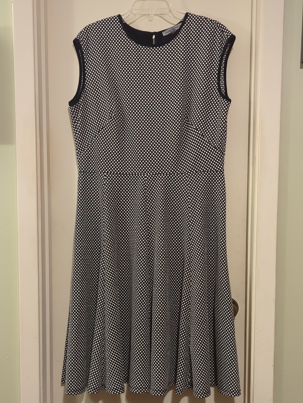 Danny & Nicole Black and White Sleeveless Polka Dot Fit-and-Flare Dress